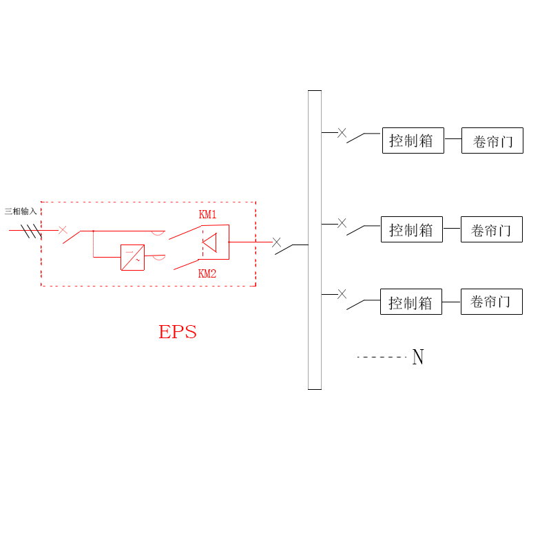 消防型EPS应急电源与卷帘门相连接线图